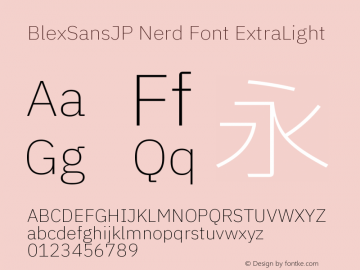 Blex Sans JP ExtLt Nerd Font Complete Version 1.000图片样张