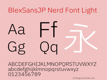 Blex Sans JP Light Nerd Font Complete Version 1.000图片样张