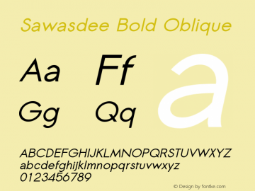 Sawasdee Bold Oblique Version 003.005图片样张