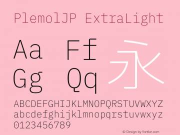 PlemolJP ExtraLight Version 1.0.0 ; ttfautohint (v1.8.3) -l 6 -r 45 -G 200 -x 14 -D latn -f none -a nnn -W -X 