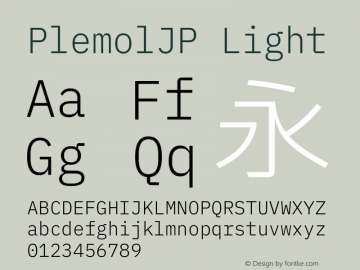 PlemolJP Light Version 1.0.0 ; ttfautohint (v1.8.3) -l 6 -r 45 -G 200 -x 14 -D latn -f none -a nnn -W -X 