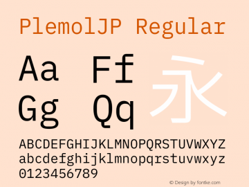 PlemolJP Regular Version 1.0.0 ; ttfautohint (v1.8.3) -l 6 -r 45 -G 200 -x 14 -D latn -f none -a nnn -W -X 