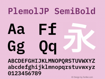PlemolJP SemiBold Version 1.0.0 ; ttfautohint (v1.8.3) -l 6 -r 45 -G 200 -x 14 -D latn -f none -a nnn -W -X 