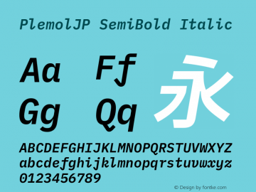 PlemolJP SemiBold Italic Version 1.0.0 ; ttfautohint (v1.8.3) -l 6 -r 45 -G 200 -x 14 -D latn -f none -a nnn -W -X 