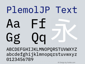 PlemolJP Text Version 1.0.0 ; ttfautohint (v1.8.3) -l 6 -r 45 -G 200 -x 14 -D latn -f none -a nnn -W -X 