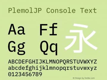 PlemolJP Console Text Version 1.0.0 ; ttfautohint (v1.8.3) -l 6 -r 45 -G 200 -x 14 -D latn -f none -a nnn -W -X 