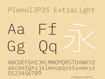 PlemolJP35 ExtraLight Version 1.0.0 ; ttfautohint (v1.8.3) -l 6 -r 45 -G 200 -x 14 -D latn -f none -m 