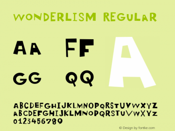 Wonderlism Regular 1, 2004 Font Sample