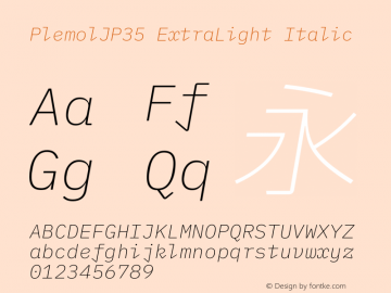 PlemolJP35 ExtraLight Italic Version 1.0.0 ; ttfautohint (v1.8.3) -l 6 -r 45 -G 200 -x 14 -D latn -f none -a nnn -W -X 