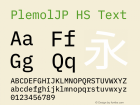 PlemolJP HS Text Version 1.0.0 ; ttfautohint (v1.8.3) -l 6 -r 45 -G 200 -x 14 -D latn -f none -a nnn -W -X 