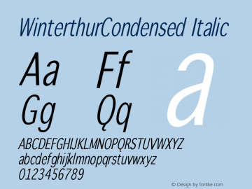 WinterthurCondensed Italic 1.0 2005-03-31 Font Sample