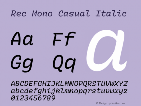 Rec Mono Casual Italic Version 1.081图片样张