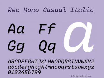 Rec Mono Casual Italic Version 1.081图片样张