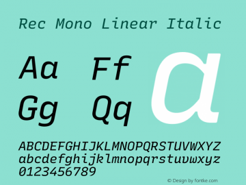 Rec Mono Linear Italic Version 1.081图片样张
