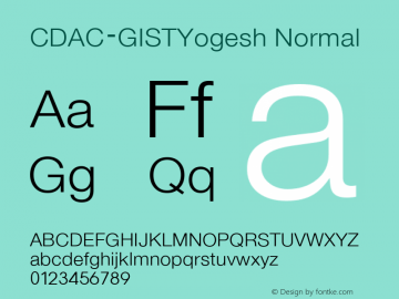 CDAC-GISTYogesh Normal 9.0 Font Sample