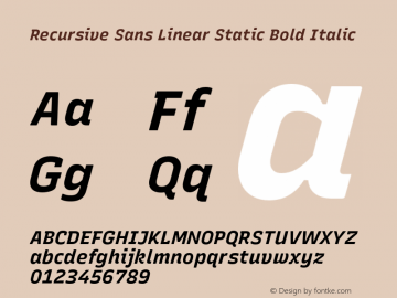 Recursive Sn Lnr St Bold Italic Version 1.081;hotconv 1.0.112;makeotfexe 2.5.65598图片样张