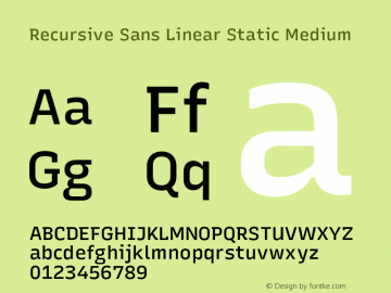 Recursive Sn Lnr St Med Version 1.081;hotconv 1.0.112;makeotfexe 2.5.65598图片样张