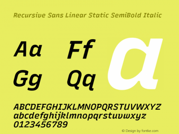 Recursive Sn Lnr St SmB Italic Version 1.081;hotconv 1.0.112;makeotfexe 2.5.65598图片样张