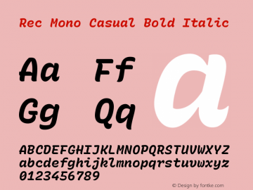 Rec Mono Casual Bold Italic Version 1.082图片样张