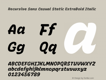 Recursive Sn Csl St XBd Italic Version 1.082;hotconv 1.0.112;makeotfexe 2.5.65598; ttfautohint (v1.8.3)图片样张