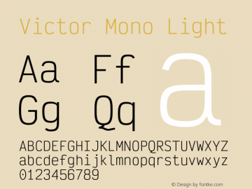 Victor Mono Light Version 1.500;hotconv 1.0.109;makeotfexe 2.5.65596图片样张