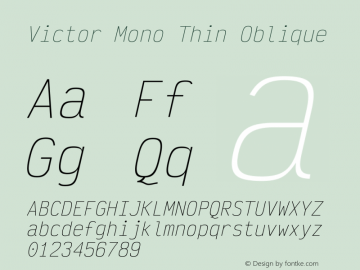 Victor Mono Thin Oblique Version 1.500图片样张