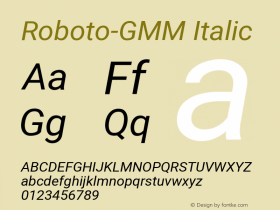 Roboto-GMM Italic Version 2.138图片样张