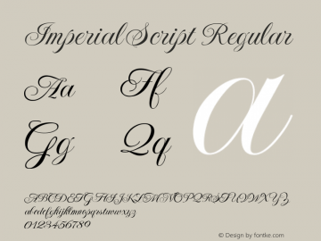 Imperial Script Regular Initial Release V 1.0 12/3/03 Font Sample