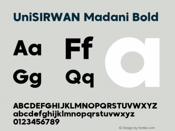 UniSIRWAN Madani Bold Version 1.00;June 4, 2021;FontCreator 13.0.0.2683 64-bit图片样张