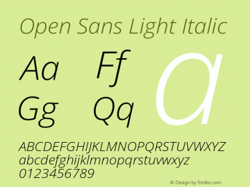 Open Sans Light Italic Version 3.000图片样张