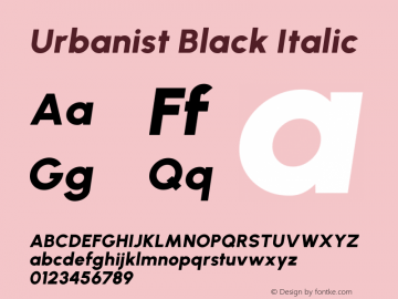 Urbanist Black Italic Version 1.303; ttfautohint (v1.8.3)图片样张