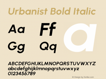 Urbanist Bold Italic Version 1.303; ttfautohint (v1.8.3)图片样张