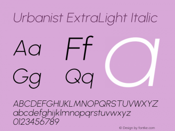Urbanist ExtraLight Italic Version 1.303; ttfautohint (v1.8.3)图片样张