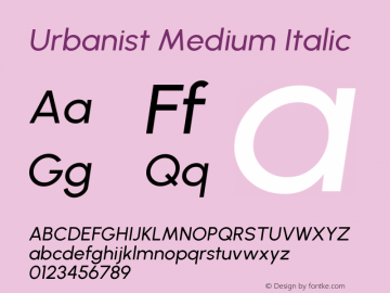Urbanist Medium Italic Version 1.303; ttfautohint (v1.8.3)图片样张