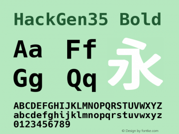 HackGen35 Bold Version 2.5.2 ; ttfautohint (v1.8.3) -l 6 -r 45 -G 200 -x 14 -D latn -f none -m 
