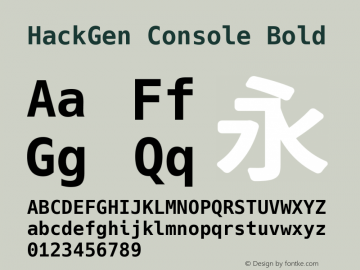 HackGen Console Bold Version 2.5.2 ; ttfautohint (v1.8.3) -l 6 -r 45 -G 200 -x 14 -D latn -f none -m 