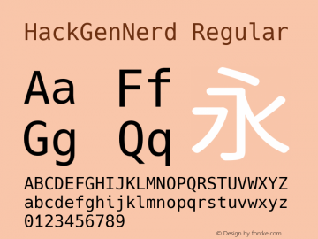 HackGenNerd Regular Version 2.5.2 ; ttfautohint (v1.8.3) -l 6 -r 45 -G 200 -x 14 -D latn -f none -m 
