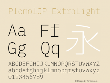 PlemolJP ExtraLight Version 1.1.0 ; ttfautohint (v1.8.3) -l 6 -r 45 -G 200 -x 14 -D latn -f none -a nnn -W -X 
