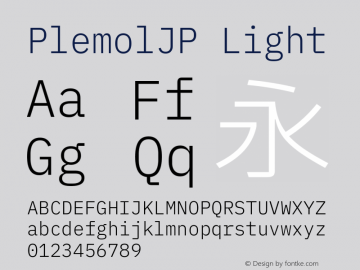 PlemolJP Light Version 1.1.0 ; ttfautohint (v1.8.3) -l 6 -r 45 -G 200 -x 14 -D latn -f none -a nnn -W -X 