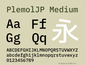 PlemolJP Medium Version 1.1.0 ; ttfautohint (v1.8.3) -l 6 -r 45 -G 200 -x 14 -D latn -f none -a nnn -W -X 