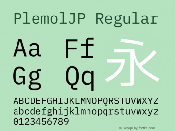 PlemolJP Regular Version 1.1.0 ; ttfautohint (v1.8.3) -l 6 -r 45 -G 200 -x 14 -D latn -f none -a nnn -W -X 