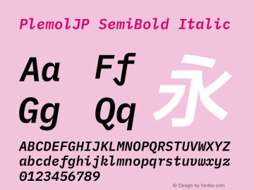 PlemolJP SemiBold Italic Version 1.1.0 ; ttfautohint (v1.8.3) -l 6 -r 45 -G 200 -x 14 -D latn -f none -a nnn -W -X 