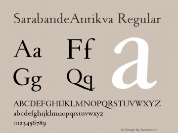 SarabandeAntikva Regular Version 1.00 Font Sample
