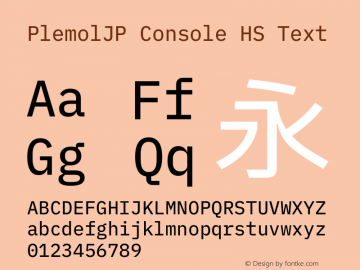 PlemolJP Console HS Text Version 1.1.0 ; ttfautohint (v1.8.3) -l 6 -r 45 -G 200 -x 14 -D latn -f none -a nnn -W -X 