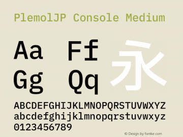 PlemolJP Console Medium Version 1.1.0 ; ttfautohint (v1.8.3) -l 6 -r 45 -G 200 -x 14 -D latn -f none -a nnn -W -X 