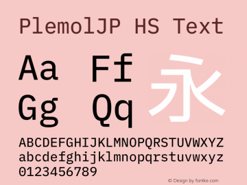 PlemolJP HS Text Version 1.1.0 ; ttfautohint (v1.8.3) -l 6 -r 45 -G 200 -x 14 -D latn -f none -a nnn -W -X 