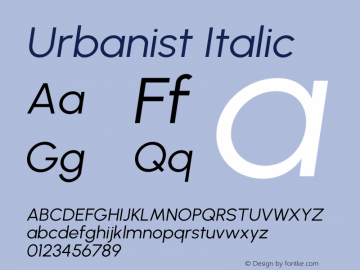 Urbanist Italic Version 1.303图片样张