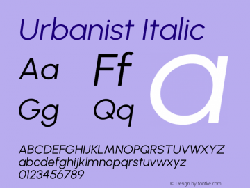 Urbanist Italic Version 1.303; ttfautohint (v1.8.3)图片样张