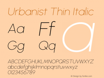 Urbanist Thin Italic Version 1.303图片样张