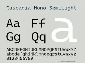 Cascadia Mono SemiLight Version 2110.031图片样张